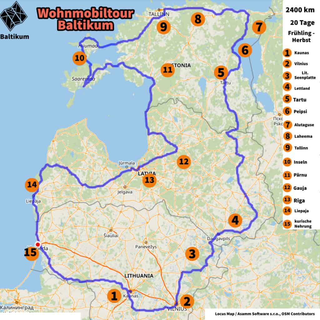 Wohnmobiltour Baltikum Karte