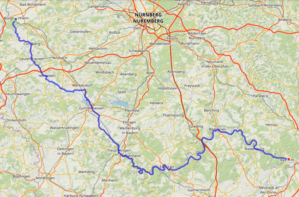 Wohnmobiltour Altmühltal - Karte